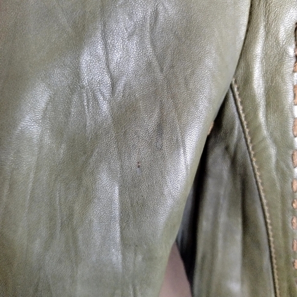 american modern alexander julian buttery soft green leather moto jacket sz S - Picture 7 of 13